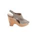 Franco Sarto Heels: Slingback Platform Boho Chic Gray Print Shoes - Women's Size 7 - Peep Toe