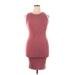 Popular 21 Casual Dress - Mini Crew Neck Sleeveless: Burgundy Solid Dresses - Women's Size X-Large