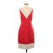 Kate Spade New York Casual Dress - Sheath Plunge Sleeveless: Red Solid Dresses - Women's Size 4