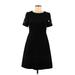 Jax Casual Dress - Party Crew Neck Short sleeves: Black Solid Dresses - Women's Size 6