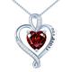 925 Sterling Silver & 18K Yellow/White Gold 'I Love You' Heart Birthstone Pendant Necklace with Luxury Gift Box - Christmas Birthday Valentines (Silver & Garnet - January)