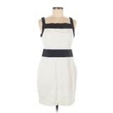 Banana Republic Casual Dress - Mini Square Sleeveless: Ivory Color Block Dresses - Women's Size 8 Petite