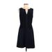 Ann Taylor Casual Dress - Party V-Neck Sleeveless: Blue Solid Dresses - Women's Size 8