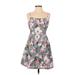 Express Casual Dress - Mini: Gray Floral Dresses - Women's Size Small