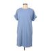 Alya Casual Dress - Shift High Neck Short sleeves: Blue Color Block Dresses - Women's Size Medium