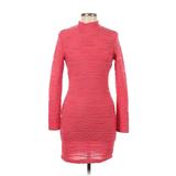 Fashion Nova Cocktail Dress - Sweater Dress Turtleneck Long Sleeve: Red Dresses - Women's Size Large