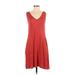 24/7 Maurices Casual Dress - A-Line V Neck Sleeveless: Red Polka Dots Dresses - Women's Size X-Small