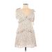 Dress Forum Casual Dress - A-Line V Neck Short sleeves: Ivory Leopard Print Dresses - Women's Size Medium