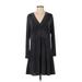 Left Coast by Dolan Casual Dress - A-Line V Neck Long sleeves: Black Print Dresses - Women's Size Small