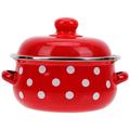 Hemoton Stew Pot Kitchen Stockpot Enamel Cooking Pot Thickened Stock Pot Vintage Style Enamel Stock Pot with Red Enamelware Large Serving Pot Soup Basins