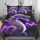 Dragon Boys & Girls Bedding Set - 3 Pieces Comforter Cover, Ultra Soft Microfiber, 3D Print Water Fire Dragon Quilt Cover, Zipper, with Pillowcases Double（200x200cm）