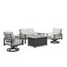 Winston Stanford Cushion 6-Pc Set w/ 2 Swivel Chairs, Loveseat, 2 Side Tables, Rectangle Fire Outdoor Table Metal/Rust - Resistant Metal in Gray | Wayfair