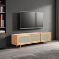 RARLON Solid Wood Simple TV Cabinet Wabi-Sabi Wind Wood R 59.1" W Storage Credenza Wood in Brown/Green | 19.6 H x 59.1 W x 15.7 D in | Wayfair