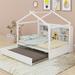 Harper Orchard Ellerman Full Size Wooden Bed w/ Storage Shelves & Twin Size Trundle Wood in White | 70 H x 64.8 W x 79.5 D in | Wayfair