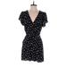 Wild Fable Casual Dress - Mini V-Neck Short sleeves: Black Print Dresses - Women's Size X-Small