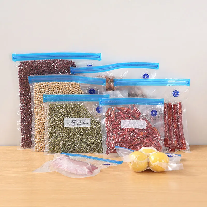 Sacs alimentaires scellés sous vide, 10 pièces, sac de stockage des aliments avec pompe de scellage, scelleuse des aliments domestique, sac de Valve d'air, petite et grande taille