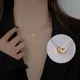 Collier pendentif double coeur plaqué or pour femme acier inoxydable ne se décolore pas bijoux
