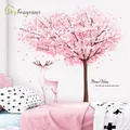 Autocollants muraux de fleurs d'arbre rose pour salons décoration murale de chambre à coucher