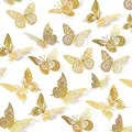 Décorations Murales Papillon 3D Dorées 4 Styles 3 Tans pour ixd'Anniversaire Salle de Gâteau 48
