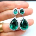 Huretailers-Boucles d'oreilles goutte cubique pour femme vert et bleu accessoires d'oreille