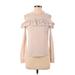 Saks Fifth Avenue Pullover Sweater: Cold Shoulder Cold Shoulder Tan Tops - Women's Size Small