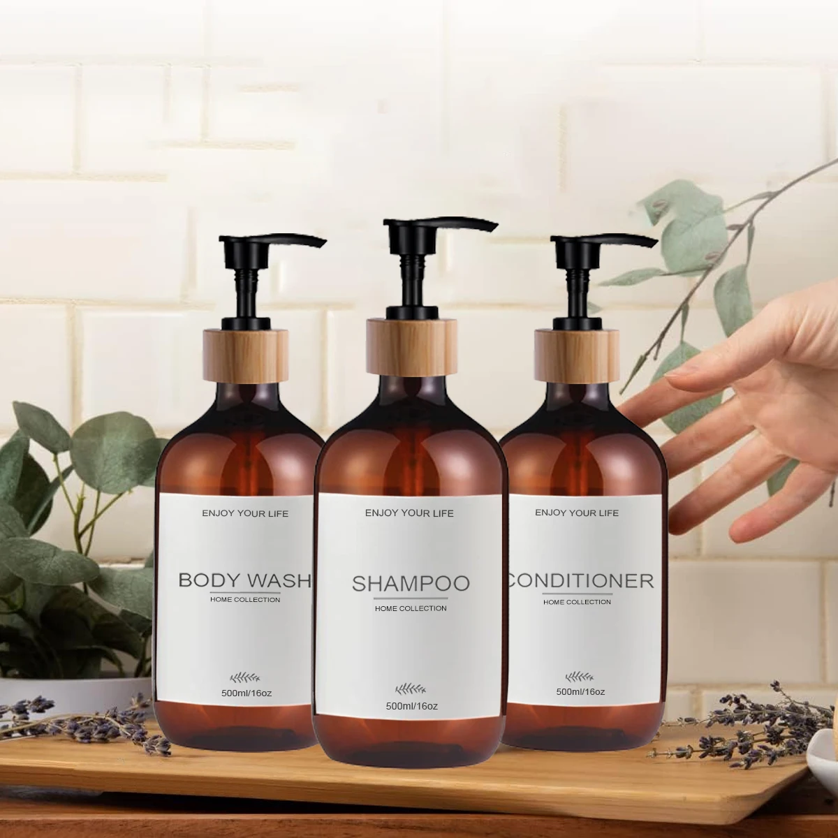 Dispenser per shampoo e balsamo da 500 ml Confezione da 3 flaconi per dispenser per shampoo e sapone con contenitore per doccia balsamo con pompa