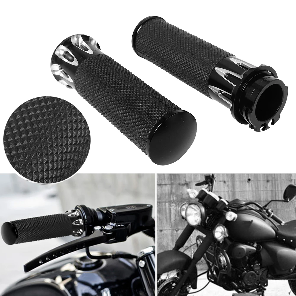 Motorrad 1 "25mm Elektronische Griff Bar Grip Griff Griffe Für Harley Sportster 883 1200 XL XR Softail Touring dyna Cafe Racer Image