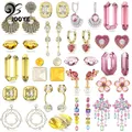 Edelstahl Creolen neue Trend Ohrringe Luxus glänzend rosa gelb hochwertige Kristall mode Frauen