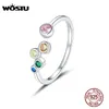 WOSTU 925 Sterling Silber Bunte Blasen Original Ring Einstellbare Größe Ringe Finger Für Frauen Elegante Silber Schmuck CTR 149