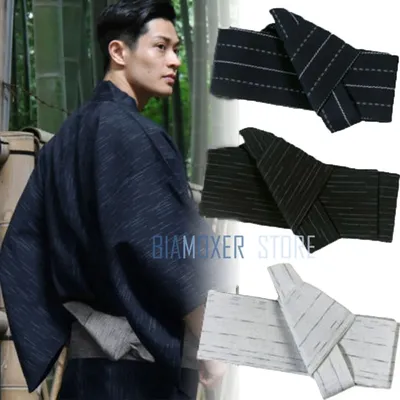 Biamoxer 17 Farben Japanischer Herren Kimono Yukata Stijve Kaku Obi Belt Easy Kai no Kilo Musubi Image