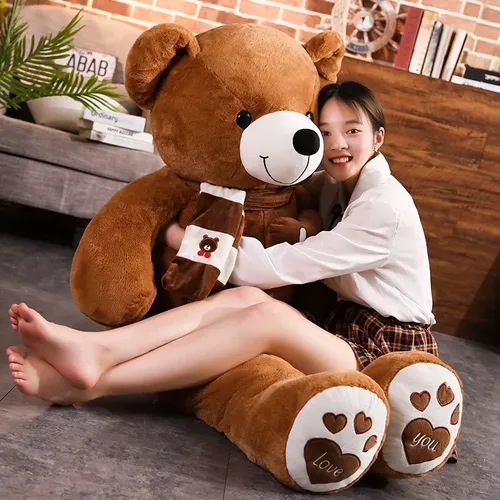 Neue heiße hochwertige 4 Farben Teddybär mit Schal Stofftiere tragen Plüschtiere Puppe Kissen Kinder