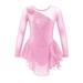 iiniim Girls Shiny Mock Neck Mesh Spliced Figure Ice Skating Dress Competition Dance