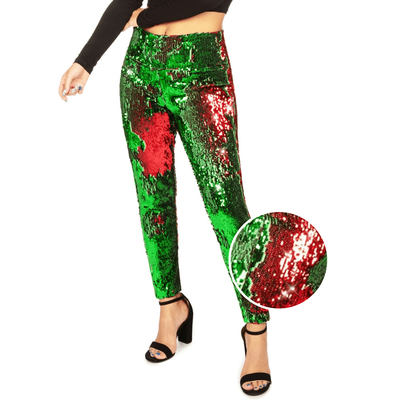 Red and Green Reversible Sequin High Waisted Leggings