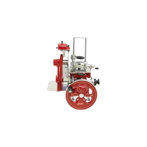 Berkel Volano B2 Rot, Schwungradmaschine – Wunderschöne Aufschnittmaschine + Fassholzbrett Unikat