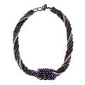 Purple Rain,'Purple Beaded Torsade Necklace from Guatemala'