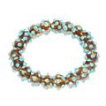 Cool Lights,'Turquoise and Brown Recycled Glass Beaded Stretch Bracelet'