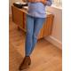 Skinny Leg Jeans with Frayed Hems & Seamless Belly-Wrap for Maternity blue dark solid