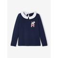 Long Sleeve Top with Marie of The Aristocats by Disney®, for Girls blue dark solid with design