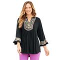 Plus Size Women's Puff Print Top by Catherines in Black (Size 2X)