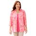 Plus Size Women's Print Buttonfront Shirt by Catherines in Berry Pink Wax Print (Size 1X)