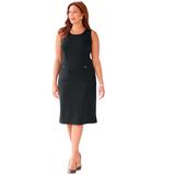 Plus Size Women's Ponte Sleeveless Shift Dress by Catherines in Black (Size 5X)