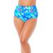 Plus Size Women's High Waist Hot Pant Brief by Swimsuits For All in Blue Watercolor Florals (Size 16)