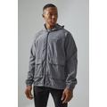 Mens Grey Man Active Crinkle Nylon Utility Windbreaker, Grey