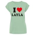 T-Shirt MERCHCODE "Damen Ladies I Love Layla T-Shirt" Gr. L, grün (neomint) Herren Shirts T-Shirts