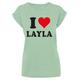 T-Shirt MERCHCODE "Damen Ladies I Love Layla T-Shirt" Gr. L, grün (neomint) Herren Shirts T-Shirts
