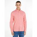 Karohemd TOMMY HILFIGER "FLEX TEXTURED GINGHAM SF SHIRT" Gr. XXL, N-Gr, rot (fierce red, optic white) Herren Hemden Kurzarm