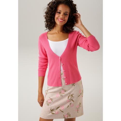 Strickjacke ANISTON CASUAL Gr. 36, pink Damen Strickjacken in trendiger Farbpalette