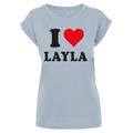 T-Shirt MERCHCODE "Damen Ladies I Love Layla T-Shirt" Gr. S, blau (oceanblue) Herren Shirts T-Shirts