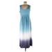 LTS Basics Casual Dress - A-Line Scoop Neck Sleeveless: Blue Ombre Dresses - Women's Size 10