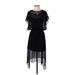 H&M Casual Dress High Neck Short sleeves: Black Print Dresses - Women's Size 4